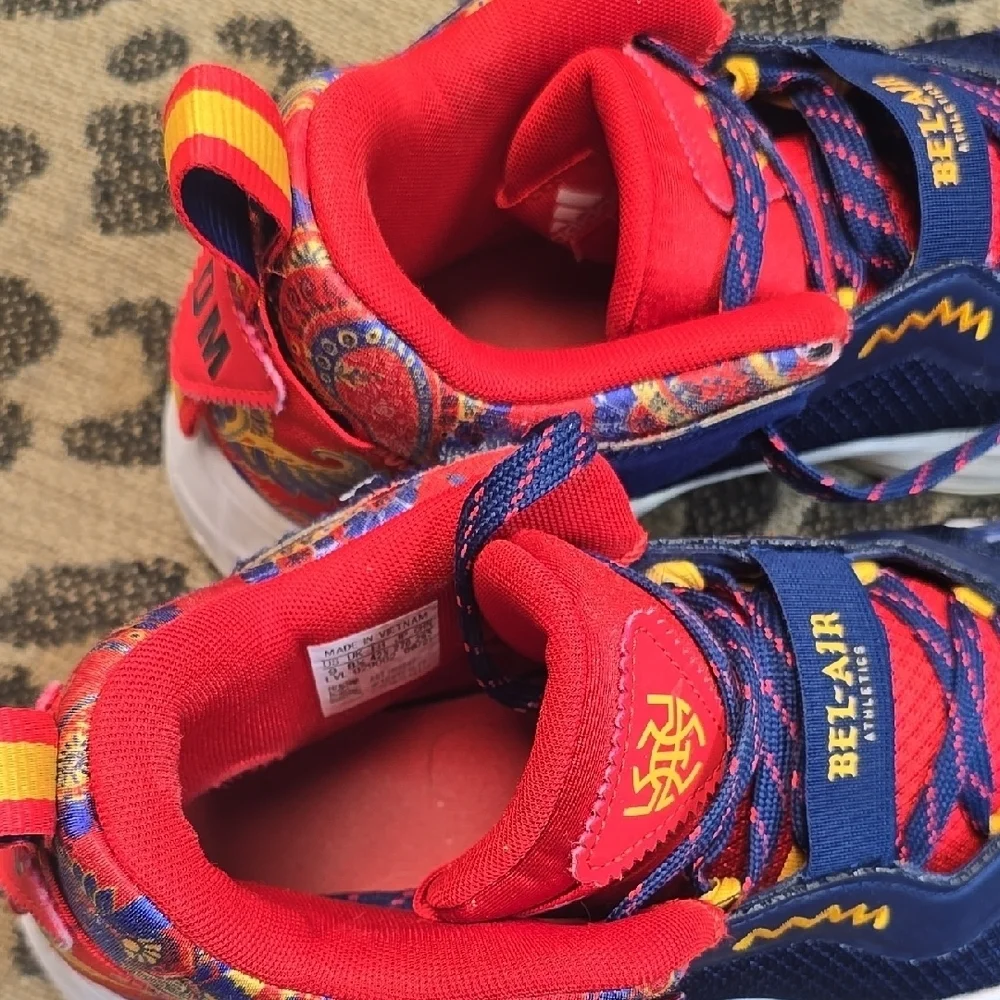 Adidas Red and Blue Sneakers with Mesh Upper and White Sole